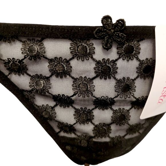 2/$20 Brand New Black Top Fashion Lace T-back Panties One Size - Picture 3 of 5